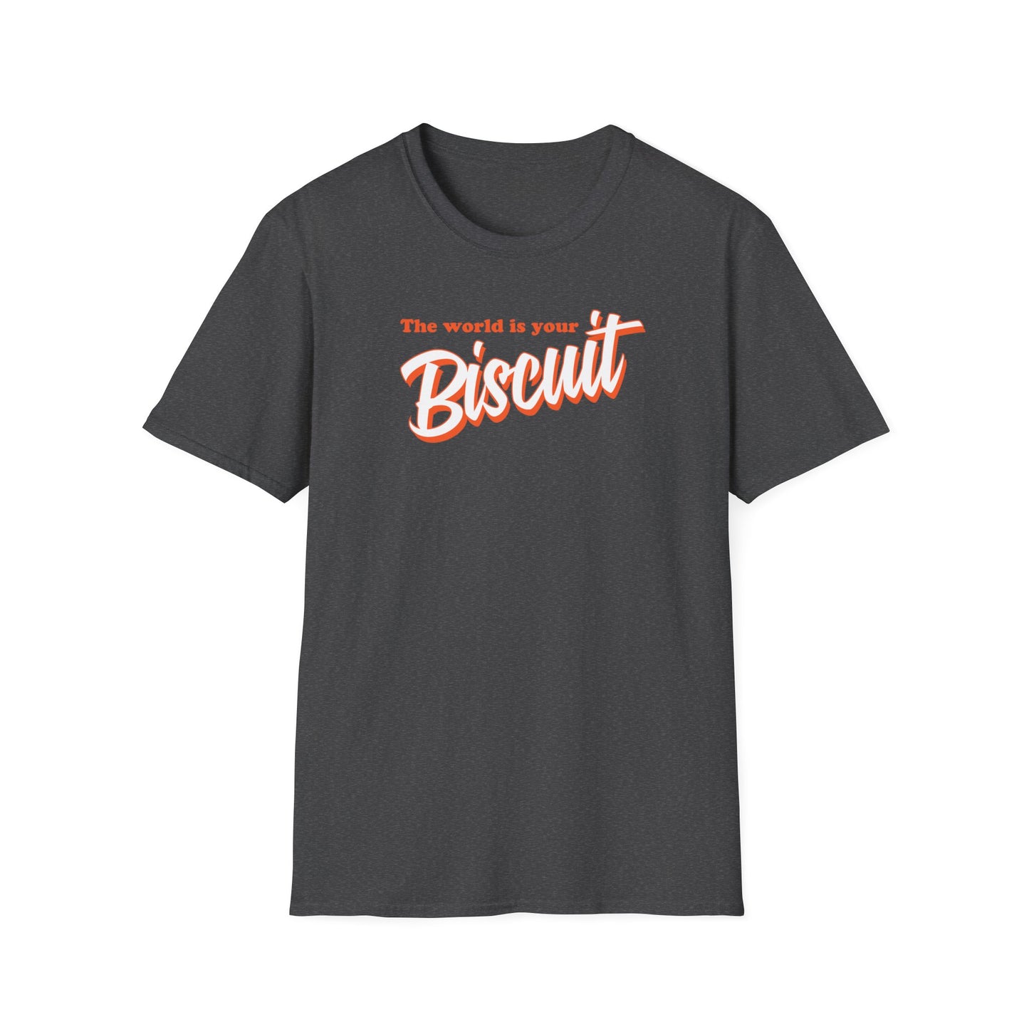The World Is Your Biscuit - Unisex Softstyle T-Shirt - Charcoal
