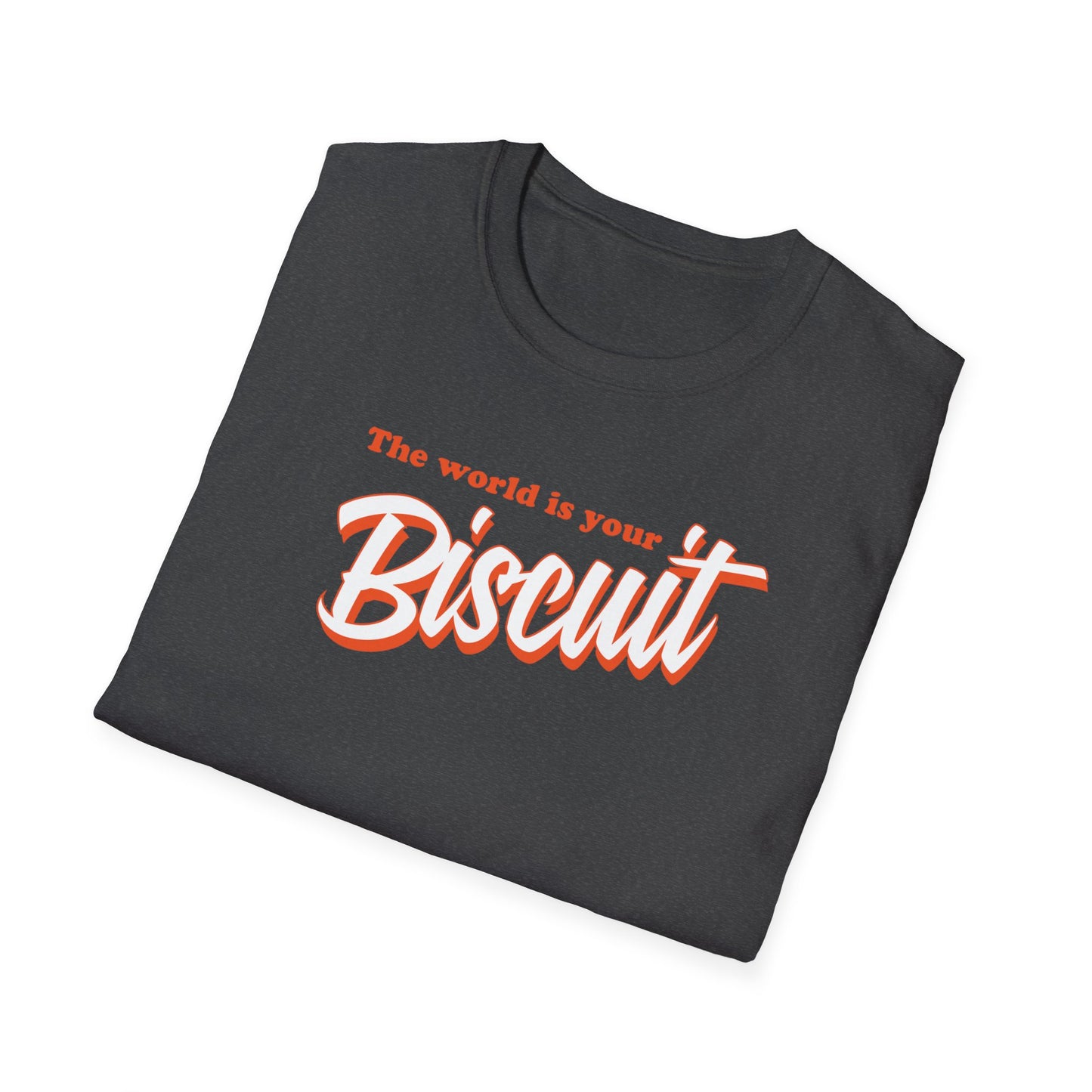 The World Is Your Biscuit - Unisex Softstyle T-Shirt - Charcoal