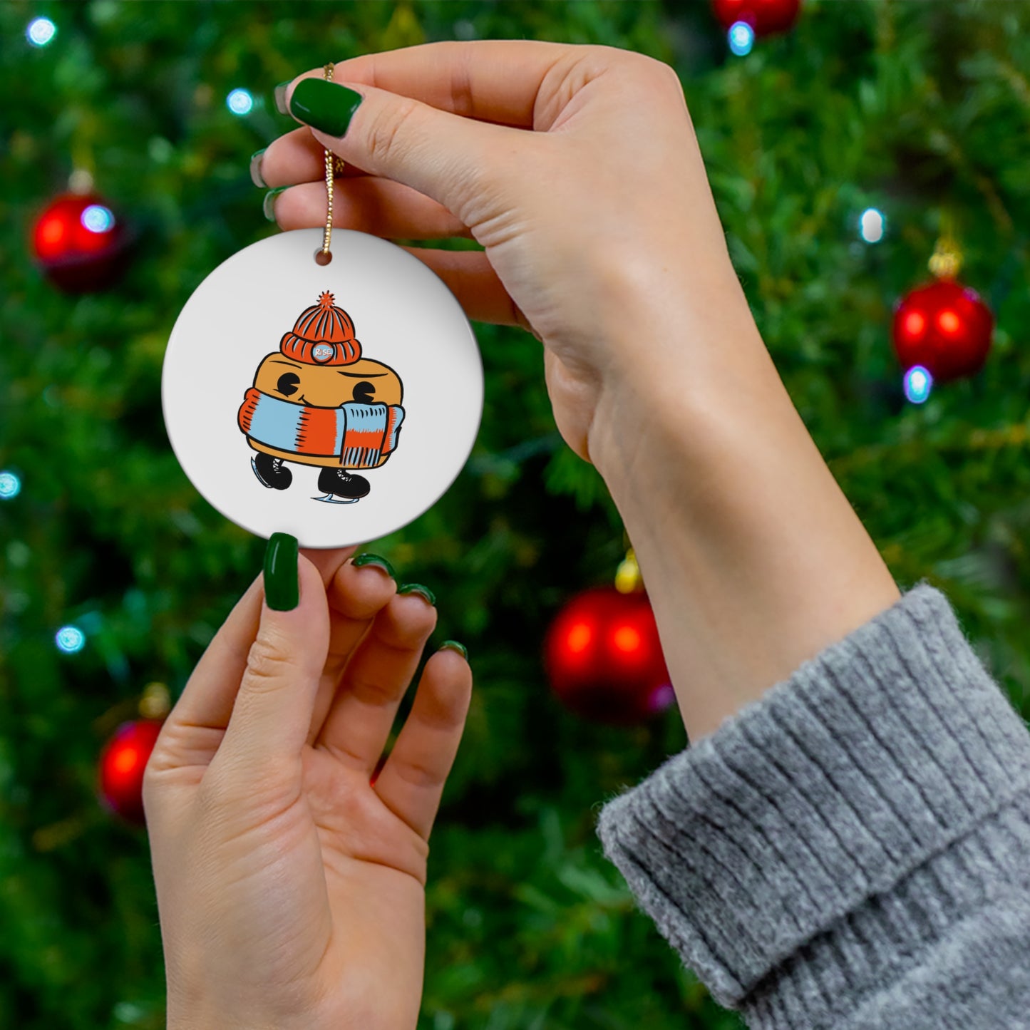 Skating Biscuit - Ceramic Ornament.