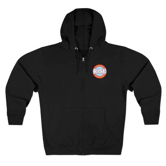 Unisex Zip Hoodie with RISE & Biscuits Design - Cozy Everyday Outerwear